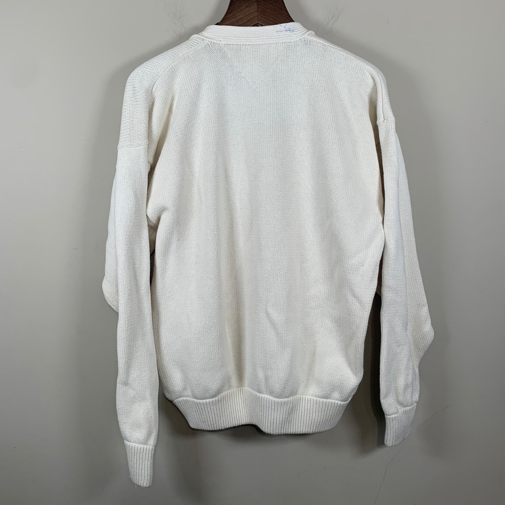 Vintage Woods & Gray  Cream Cotton  Cardigan Size XL Light Academia Preppy READ - Picture 3 of 10